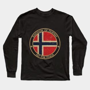 Vintage Kingdom of Norway Europe European EU Flag Long Sleeve T-Shirt